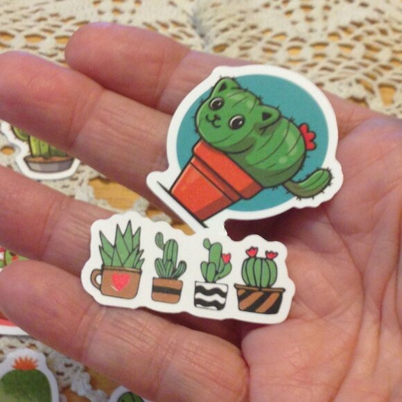 Cactus cellphone stickers, cute cacti and cats - Picture 4 of 6